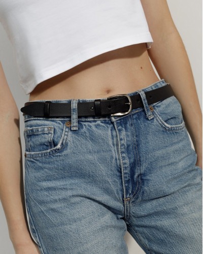 LEATHER BELT, BLACK