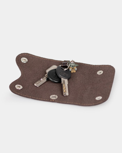 LEATHER KEY CASE 02, BROWN