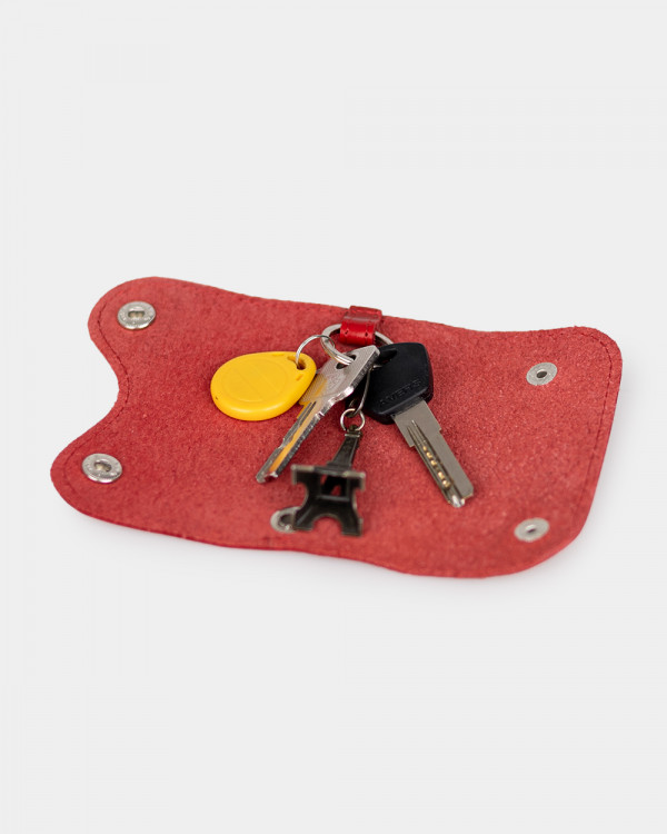 LEATHER KEY HOLDER 02, RED