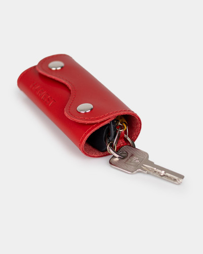 LEATHER KEY HOLDER 02, RED