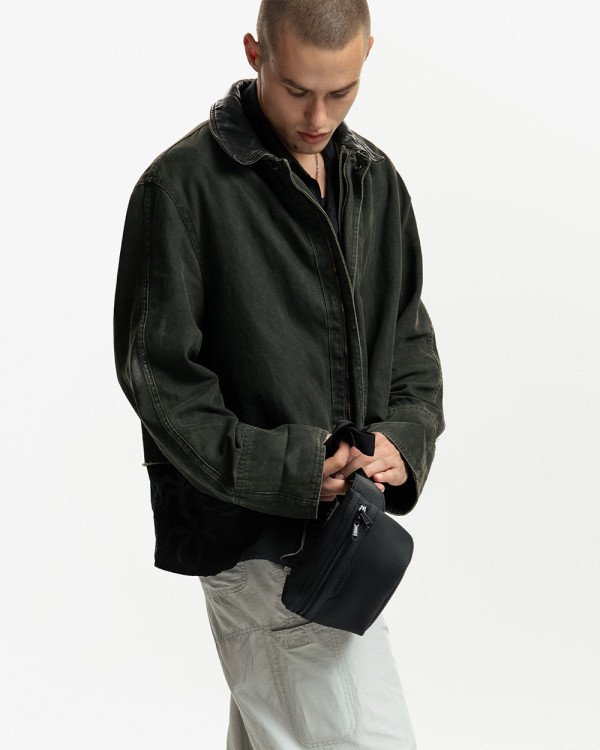 SPLIT ECO LEATHER, BLACK
