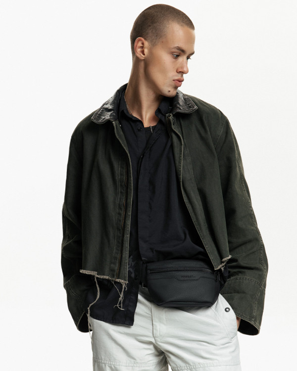 SPLIT ECO LEATHER, BLACK