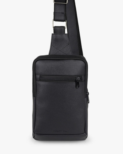 "SHUTTLE UNO BAG 01" ÖKO-LEDER, SCHWARZ