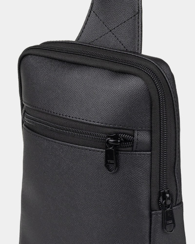 "SHUTTLE UNO BAG 01" ÖKO-LEDER, SCHWARZ