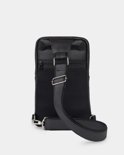 "SHUTTLE UNO BAG 01" ÖKO-LEDER, SCHWARZ