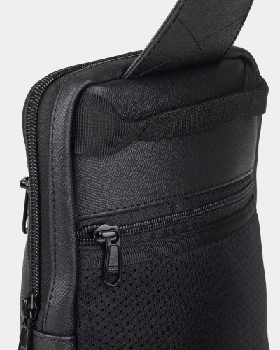 "SHUTTLE UNO BAG 01" ÖKO-LEDER, SCHWARZ