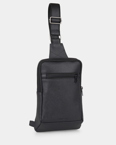 "SHUTTLE UNO BAG 01" ÖKO-LEDER, SCHWARZ