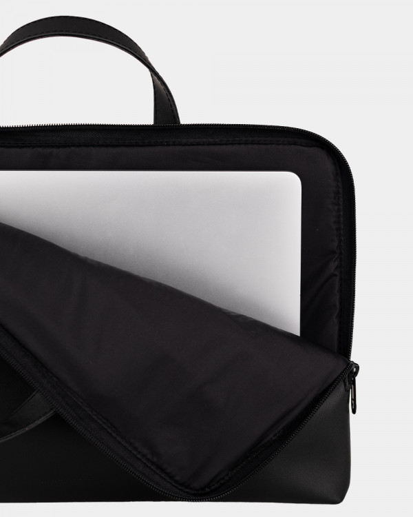 LAPTOP BAG JUNE 01 ECO-LEATHER, BLACK