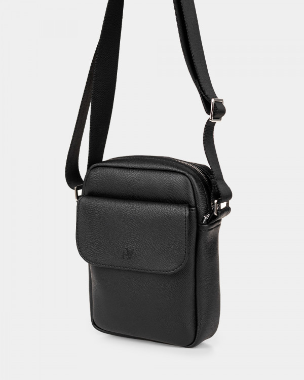 MESSENGER BROOKLYN ECO-LEATHER, BLACK