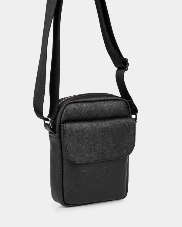 MESSENGER BROOKLYN ECO-LEATHER, BLACK