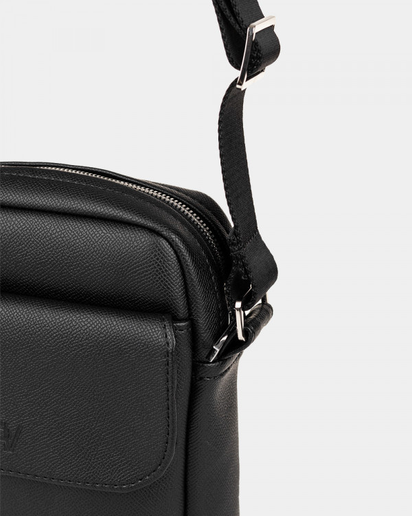 MESSENGER BROOKLYN ECO-LEATHER, BLACK