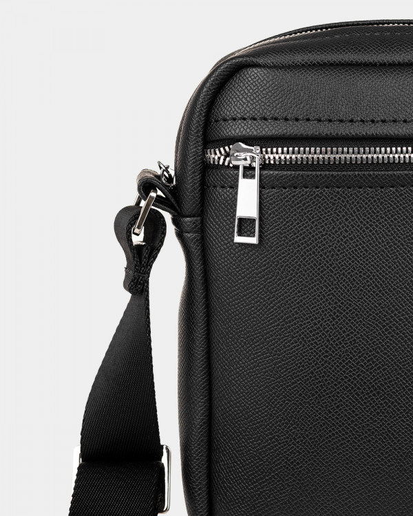 MESSENGER BROOKLYN ECO-LEATHER, BLACK