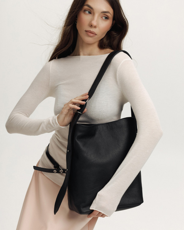 DONNA LEATHER, BLACK