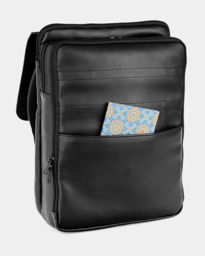 "DATABASE" ECO-LEATHER, BLACK