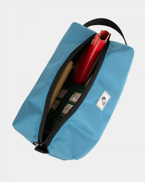 COSMETIC BAG TRAVEL KIT, POLYESTER, BLUE