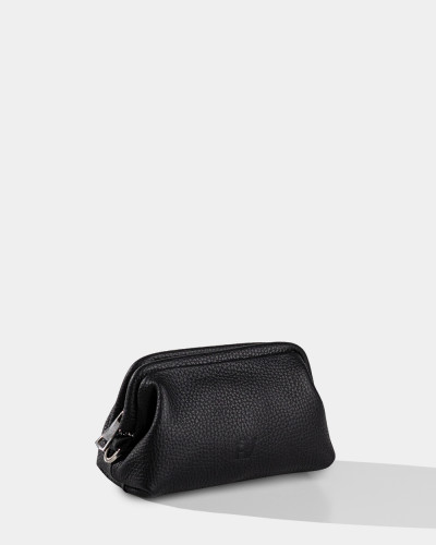 COSMETIC BAG "KAYA MINI" LEATHER, BLACK
