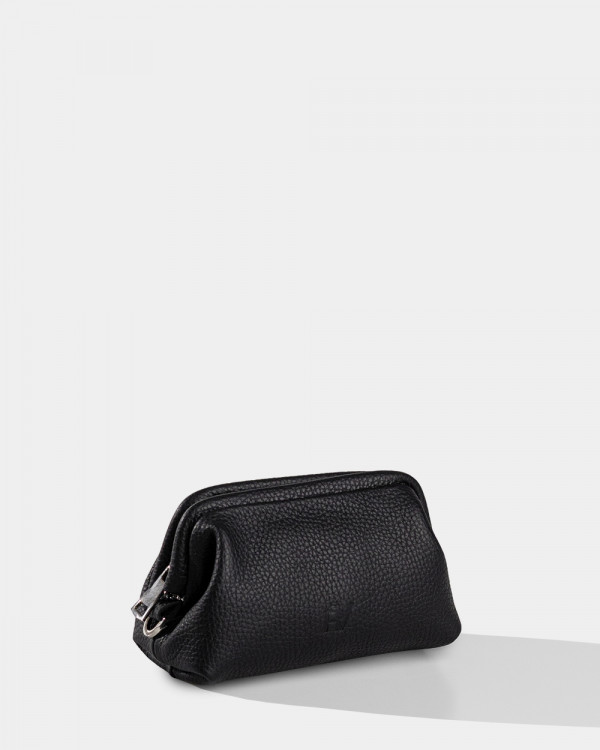 COSMETIC BAG KAYA MINI LEATHER, BLACK