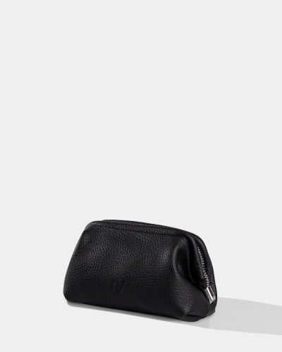 COSMETIC BAG "KAYA MINI" LEATHER, BLACK