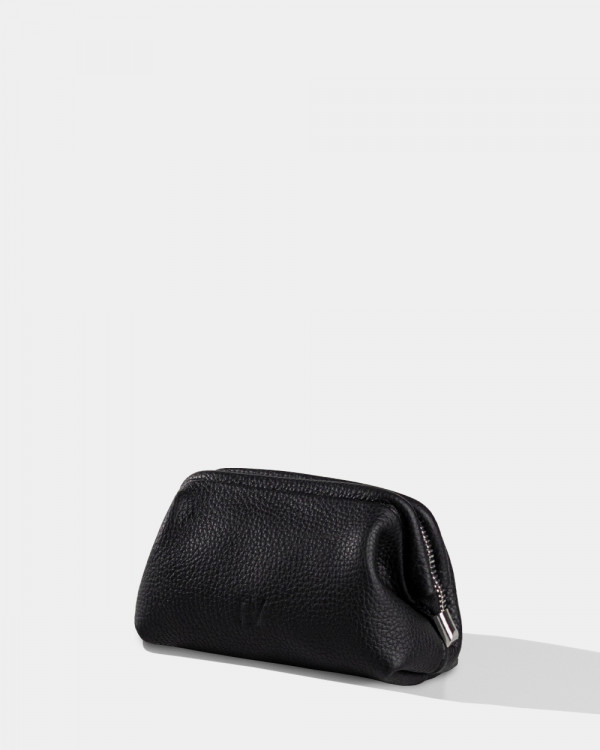 COSMETIC BAG KAYA MINI LEATHER, BLACK