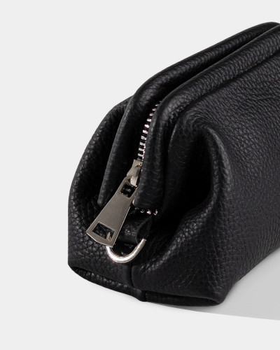 COSMETIC BAG "KAYA MINI" LEATHER, BLACK