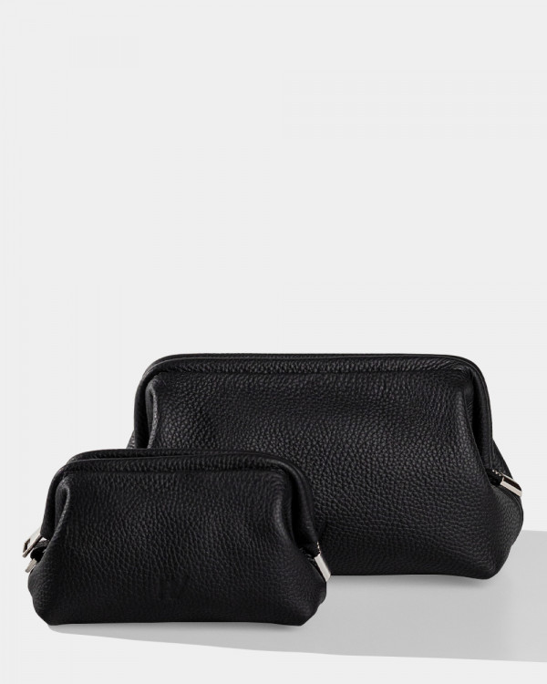 COSMETIC BAG KAYA MINI LEATHER, BLACK