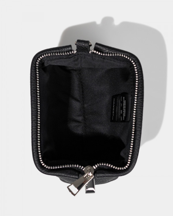 COSMETIC BAG KAYA MINI LEATHER, BLACK