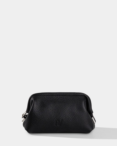 COSMETIC BAG "KAYA MINI" LEATHER, BLACK