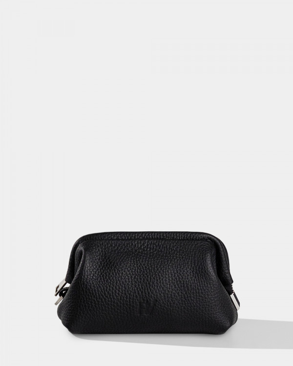 COSMETIC BAG KAYA MINI LEATHER, BLACK