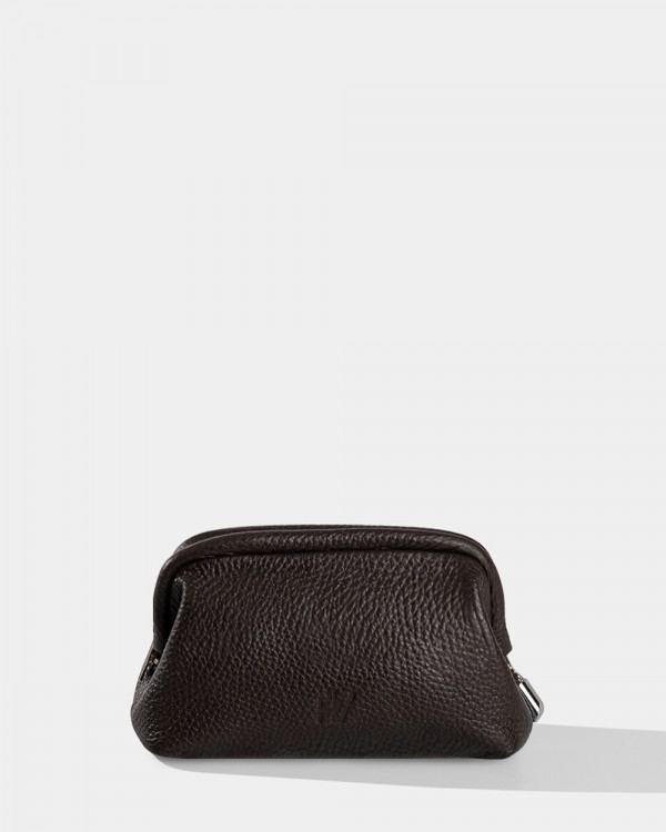 COSMETIC BAG KAYA MINI LEATHER, BROWN