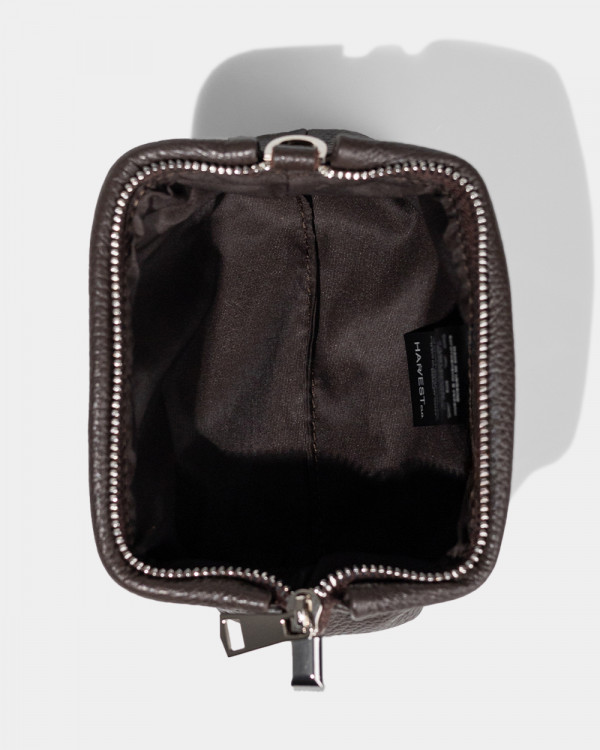COSMETIC BAG KAYA MINI LEATHER, BROWN