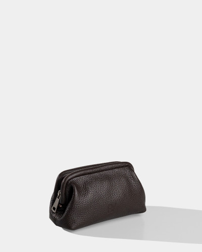 COSMETIC BAG "KAYA MINI" LEATHER, BROWN