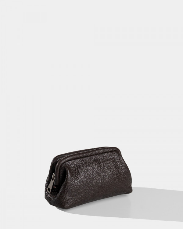 COSMETIC BAG KAYA MINI LEATHER, BROWN