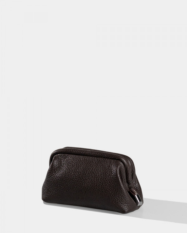 COSMETIC BAG KAYA MINI LEATHER, BROWN
