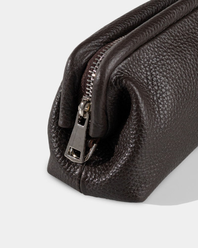 COSMETIC BAG "KAYA MINI" LEATHER, BROWN