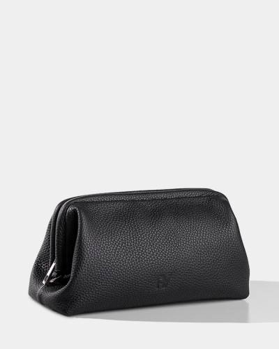 COSMETIC BAG "KAYA"LEATHER, BLACK