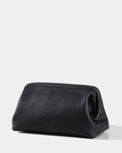 COSMETIC BAG "KAYA"LEATHER, BLACK