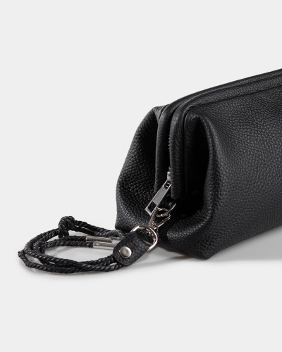 COSMETIC BAG "KAYA"LEATHER, BLACK