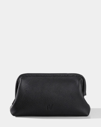 COSMETIC BAG "KAYA"LEATHER, BLACK