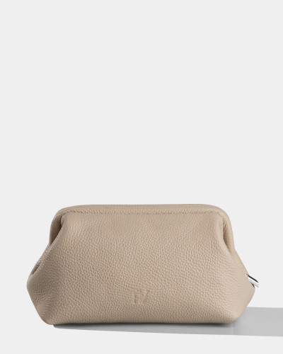 COSMETIC BAG "KAYA" LEATHER, BEIGE