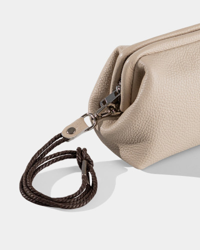 COSMETIC BAG "KAYA" LEATHER, BEIGE