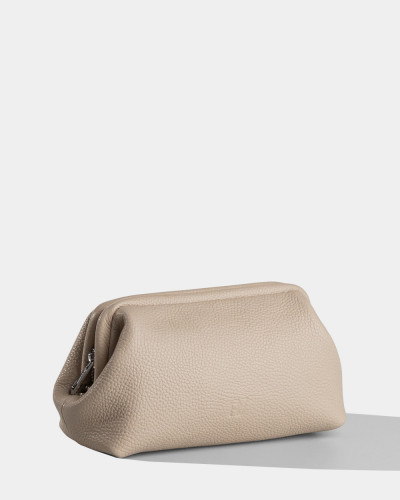 COSMETIC BAG "KAYA" LEATHER, BEIGE