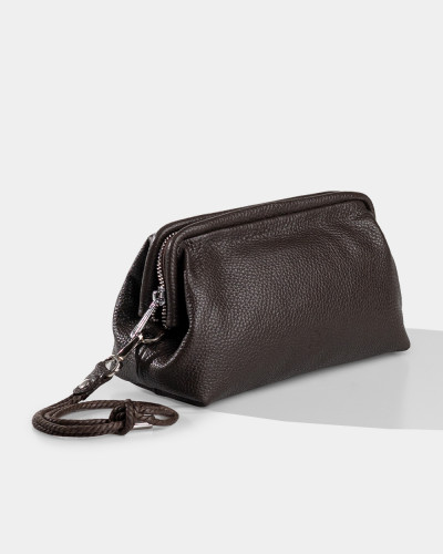 COSMETIC BAG "KAYA" LEATHER, BROWN