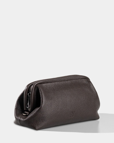 COSMETIC BAG "KAYA" LEATHER, BROWN