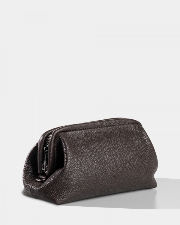 COSMETIC BAG KAYA LEATHER, BROWN