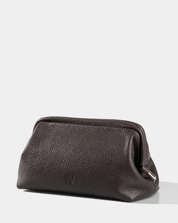 COSMETIC BAG KAYA LEATHER, BROWN