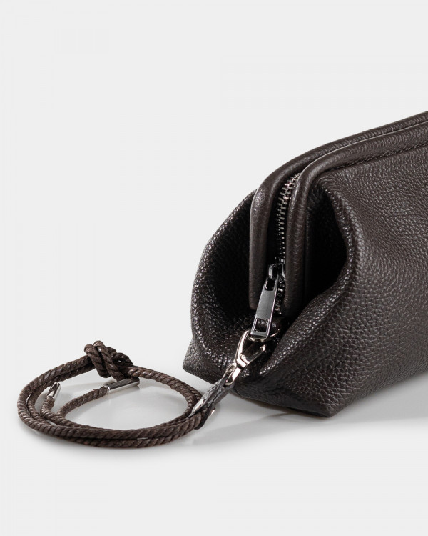 COSMETIC BAG KAYA LEATHER, BROWN