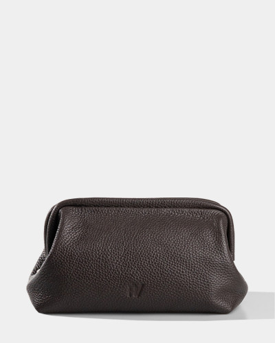 COSMETIC BAG "KAYA" LEATHER, BROWN