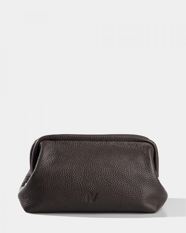 COSMETIC BAG KAYA LEATHER, BROWN