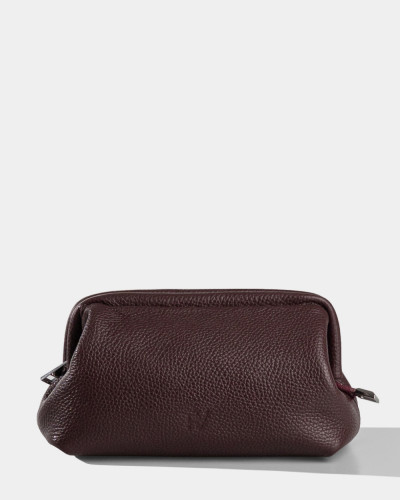 COSMETIC BAG "KAYA" LEATHER, BURGUNDY