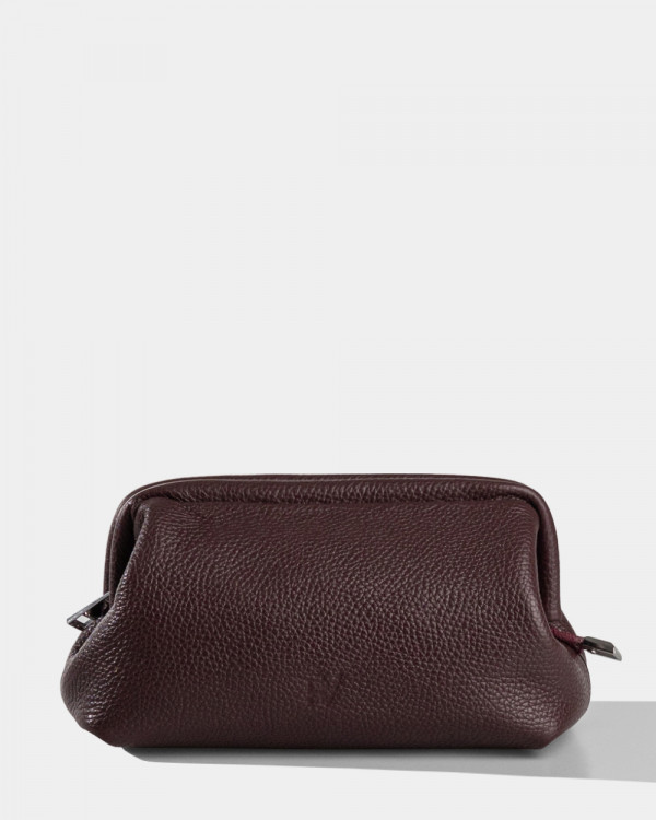 COSMETIC BAG KAYA LEATHER, BURGUNDY